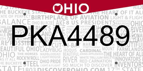 PKA4489 Ohio License Plate