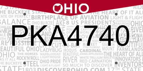 PKA4740 Ohio License Plate