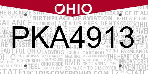 PKA4913 Ohio License Plate