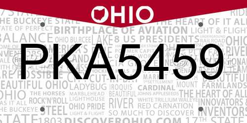 PKA5459 Ohio License Plate