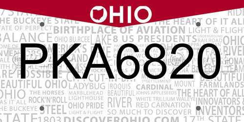 PKA6820 Ohio License Plate