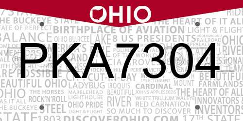 PKA7304 Ohio License Plate