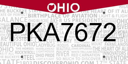 PKA7672 Ohio License Plate