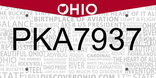 PKA7937 Ohio License Plate