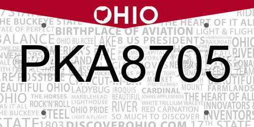 PKA8705 Ohio License Plate