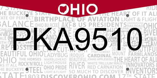 PKA9510 Ohio License Plate