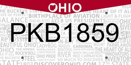 PKB1859 Ohio License Plate