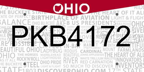 PKB4172 Ohio License Plate