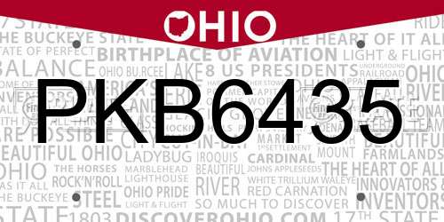PKB6435 Ohio License Plate