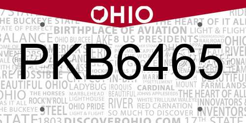 PKB6465 Ohio License Plate