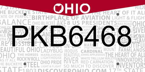 PKB6468 Ohio License Plate