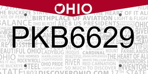 PKB6629 Ohio License Plate