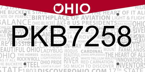 PKB7258 Ohio License Plate