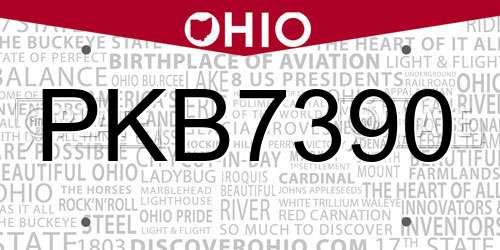 PKB7390 Ohio License Plate