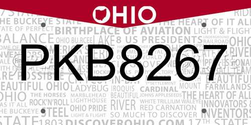 PKB8267 Ohio License Plate