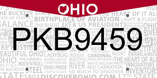 PKB9459 Ohio License Plate
