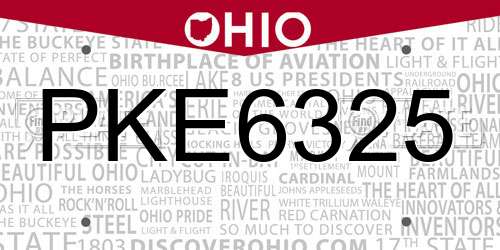 PKE6325 Ohio License Plate