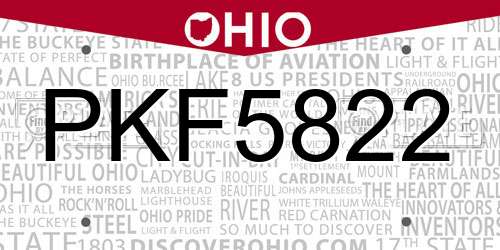 PKF5822 Ohio License Plate