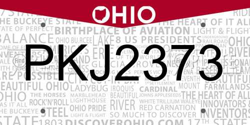 PKJ2373 Ohio License Plate