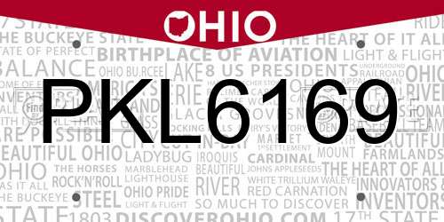 PKL6169 Ohio License Plate