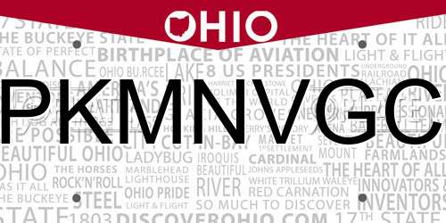 PKMNVGC Ohio License Plate