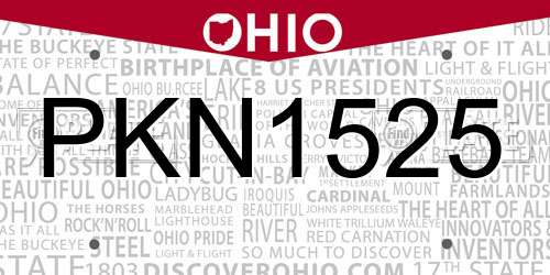 PKN1525 Ohio License Plate