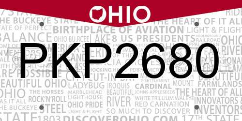 PKP2680 Ohio License Plate
