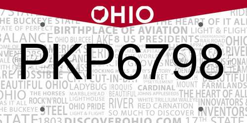 PKP6798 Ohio License Plate