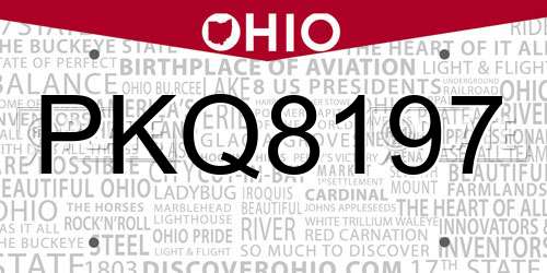 PKQ8197 Ohio License Plate