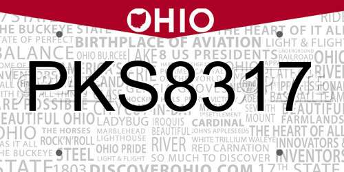 PKS8317 Ohio License Plate