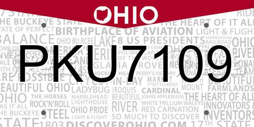 PKU7109 Ohio License Plate