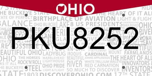 PKU8252 Ohio License Plate