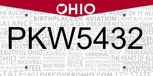 PKW5432 Ohio License Plate