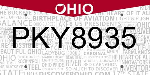 PKY8935 Ohio License Plate