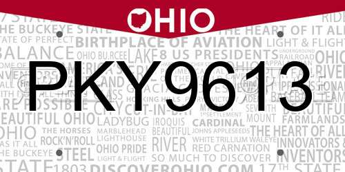 PKY9613 Ohio License Plate