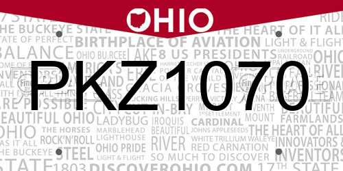 PKZ1070 Ohio License Plate