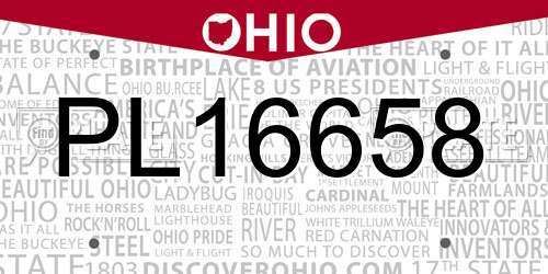 PL16658 Ohio License Plate