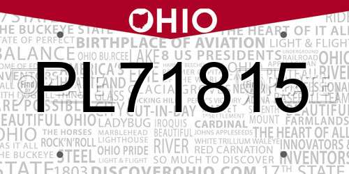 PL71815 Ohio License Plate