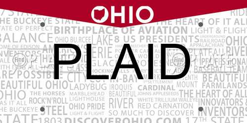 PLAID Ohio License Plate