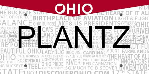 PLANTZ Ohio License Plate