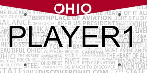 PLAYER1 Ohio License Plate