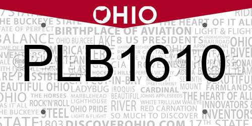 PLB1610 Ohio License Plate