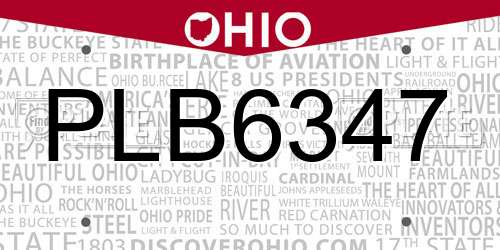 PLB6347 Ohio License Plate