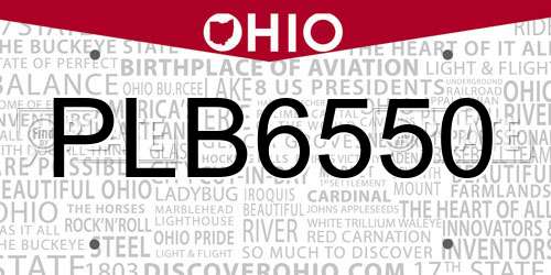 PLB6550 Ohio License Plate