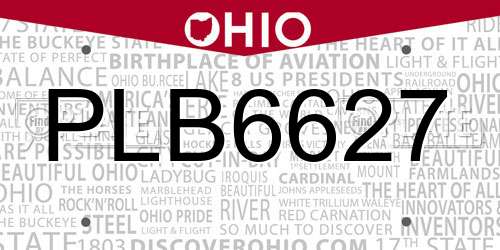 PLB6627 Ohio License Plate