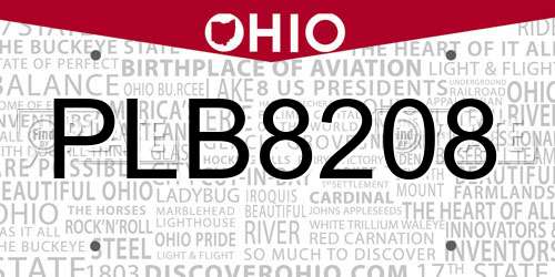 PLB8208 Ohio License Plate