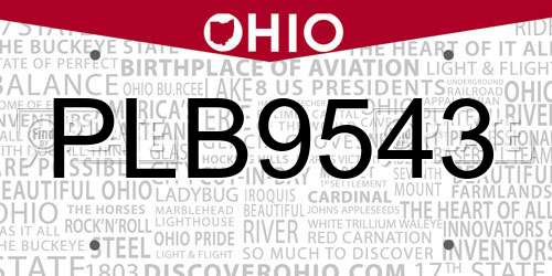 PLB9543 Ohio License Plate
