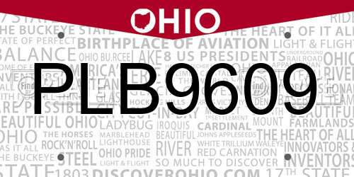 PLB9609 Ohio License Plate