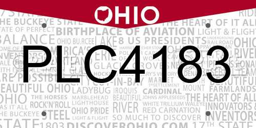PLC4183 Ohio License Plate