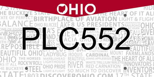 PLC552 Ohio License Plate